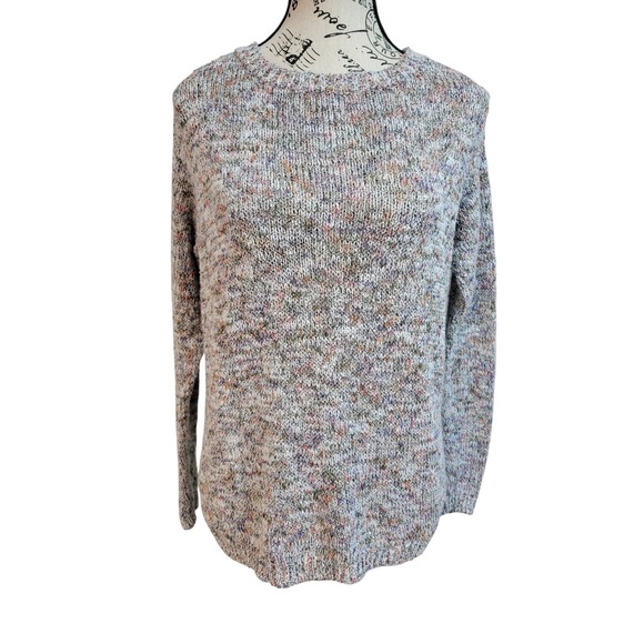 Lou & Grey Loft XS Confetti Knit Sweater Gray Lavender Marled Speckled Pullover - Picture 1 of 10